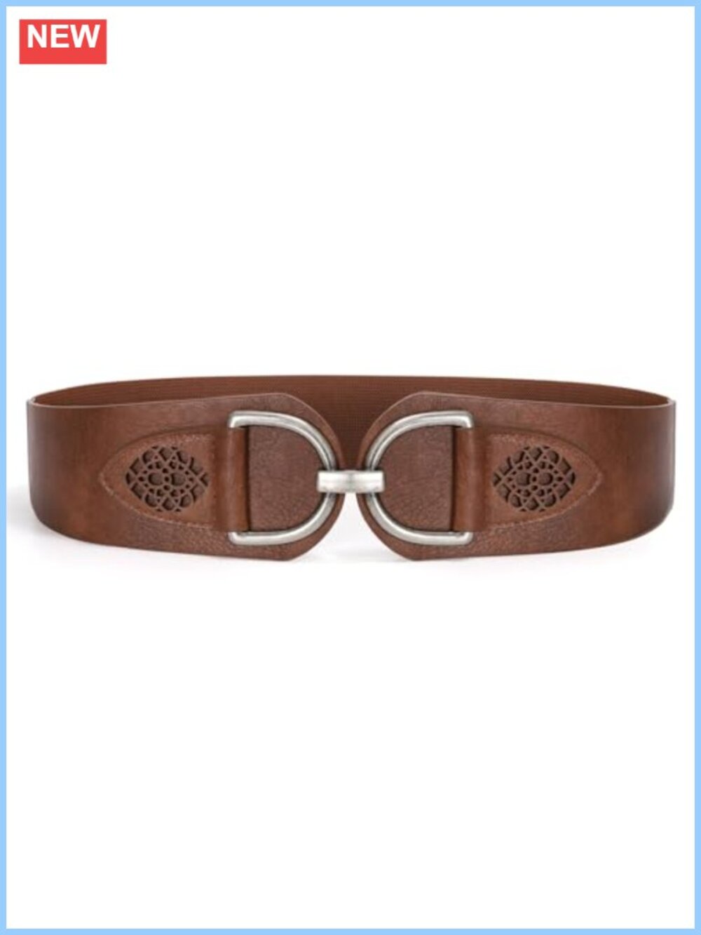 Women Wide Stretchy Elastic Belt Faux Leather Gold Buckle for Dresses Coats